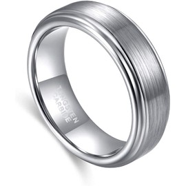 TRUMIUM 6mm Mens Womens Tungsten Wedding Ring Matte Finished Wedding Band Comfort Fit Engagement Ring 7