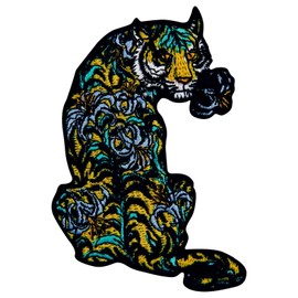 Flower Tiger Embroidered Badge Iron-on or Sew on Patch