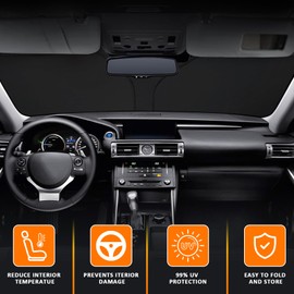 D-Lumina Winshield Sun Shade for 2014-2020 Lexus is Sedan, Foldable Front Sun Shield Protector Blocks UV Rays, Window Sunshade Sun Visor Interior Accessories