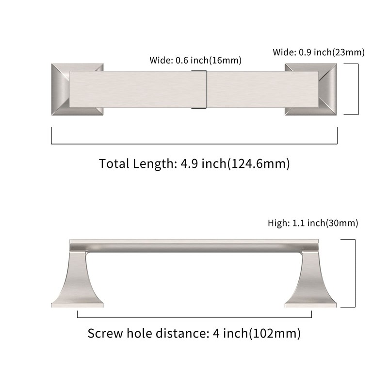 9BUILD 10 Pack 4 Inch Cabinet Handles Brushed Satin Nickel