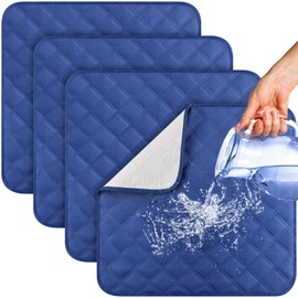 Waterproof Incontinence Chair Pad Washable Reusable Chair Pad Absorbent Seat Protector Pads 22.1 x 20.9 Inches for Women Men Adults Kids Wheelchair Recliners (4 Pcs, Royal Blue)