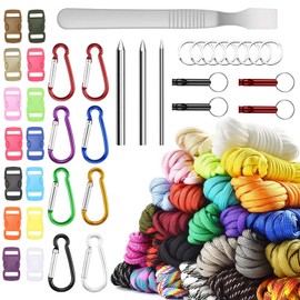 Pack of 26 Paracord Bracelets, 3 m Paracord Set, Paracord 550 Rope, Multi-Colour Parachute Cord Bracelet, Bands Kit with Buckles, Paracord Buckle for DIY Bracelet, Dog Lead, Lanyard, Keychain