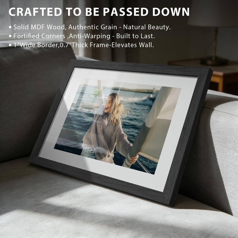 KissNow 11x17 Picture Frame 5 Pack, Black Solid Wood Poster