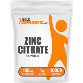 BulkSupplements.com Zinc Citrate Powder - Zinc Supplement - Zinc 30mg - Zinc Mineral Supplements - Pure Zinc Citrate - Immune Support Supplement - 100mg per Serving (1 Kilogram - 2.2 lbs)