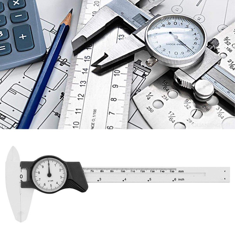 Kadimendium Plastic Dial Vernier Caliper, High Precision Measuring Tool, 0-150mm,