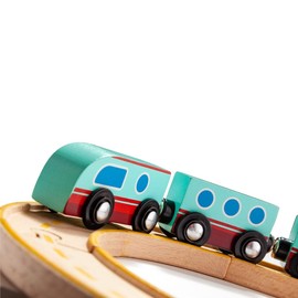 My First Train Molto Wooden Train from Sustainable Forests with Cars Compatible with Other Moltó Products and Extendable Rails.