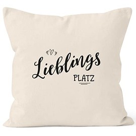 MoonWorks Cushion Cover Favourite Place Gift Cushion Cover Decorative Cushion 40 x 40 Cotton -