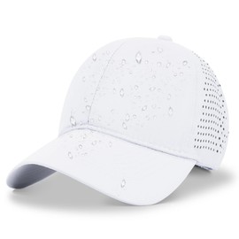 Waterproof Sport Cap Quick Dry Baseball Caps Mens Running Golf Sun Protection UPF50+ Breathable Lightweight Adjustable Mesh Back Cap White