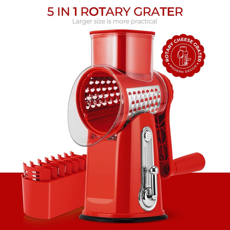 SUSTEAS Rotary Cheese Grater with Handle - Vegetable Shredder with