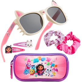 Get Trend Gabby’s Dollhouse Sunglasses Hair Accessories Set Girls Clips Scrunchie Carry Case 100% UV Protection Sunglasses for Travel Holidays Girls Gifts (Pink Gabby’s Dollhouse)