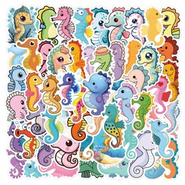 55PCS Cute Seahorse Stickers for Kids Girls Teen Adults,Waterproof Cartoon Kawaii Seahorse Stickers for Water Bottle,Laptop,Luggage,Scrapbook,Party Decoration Aesthetic Vinyl Stickers,Birthday Gifts
