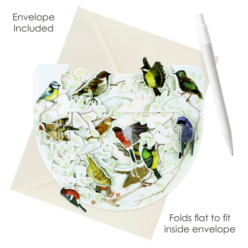 SANTORO Popnrock, 3D Pop Up Greeting Card - Garden Birds