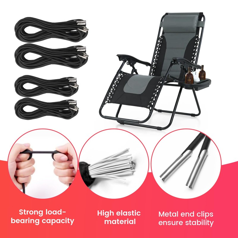 YHTCC 4 Pack Elastic Cord Recliner Chair Cable Replacement Kit