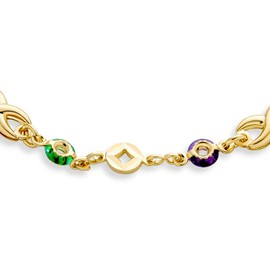 Romantic Delicate Colourful Alternating Jewel Tone Crystal Love Infinity Bracelet for Women for Girlfriend 18K Gold Plated 7.5 Inches, Stone, Other.
