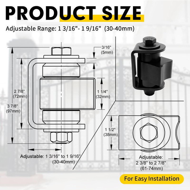 2 Pack Heavy Duty Weld-On Gate Hinges, Supports 1100lbs, Durable