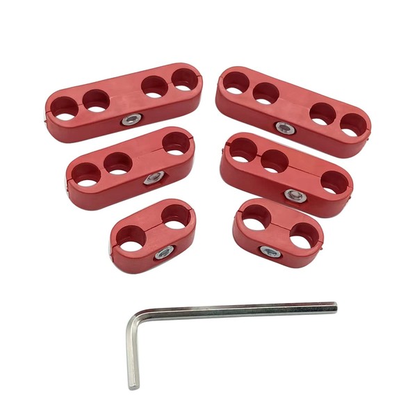 6 PCS/SET 7mm 8mm Spark Plug Wire Separators Dividers Looms Red Colour Fits for Mopar Ford Chevy Mustang