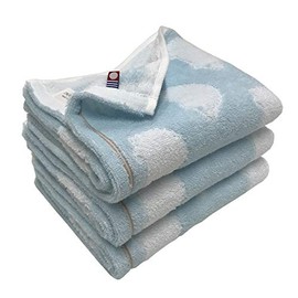 Imabari Towel Brand Certified Hedgehog Face Towels, Set of 3, 13.4 x 31.5 inches (34 x 80 cm) (Blue 3 Pieces)