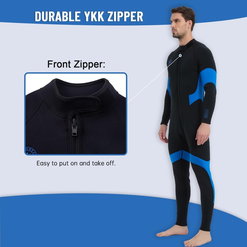 Lemorecn 2mm Wetsuits Front Zip for Men, Men's 2mm Wetsuit