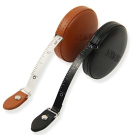 Body Measuring Tape,2 Pack Leather Tape Measure Measuring,60 inch 1.5-Meter Button Double-Sided Automatic Retractable Small Tape Measure,Clothing,Body Measurement,and Wallet Carrying (Black/Brown)