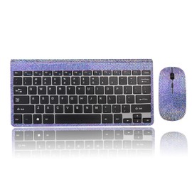 Wireless Keyboard and Mouse, Bling Dazzling Crystal Rhinestone USB Slim Wireless Keyboard Mouse with Numeric Keypad Compatible with iMac Mac PC Laptop Tablet Computer Windows - Silver White