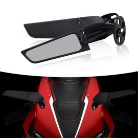 Motorcycle Rearview Mirrors, Adjustable Rotating Side Mirrors Fit for Honda Kawasaki Suzuki Yamaha Motorcycle Wing Mirror - Large Black