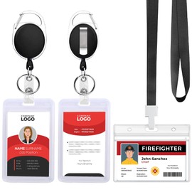 6 Badge Reel with Clip Set, Retractable Key Chain with Lanyard, Highly Transparent Two-Way Card Holder for IDS, Credit Cards and Student IDs, Waterproof and Durable Protective ID Badge Holder