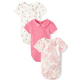 Gymboree,Unisex Baby,Short Sleeve Bodysuits,White Roses/Pink/Pink Floral,6-9 Months