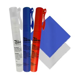 OPTIPAK Sparkle Anti-Reflective Pen Lens Cleaner Spray kit | (3x) 0.3oz Glasses Cleaner Pen Spray+(2x) Microfiber Cloth for Eyeglasses, Sunglasses, Lenses, Screens and Camera Cleaning Kit(5 Piece Set)