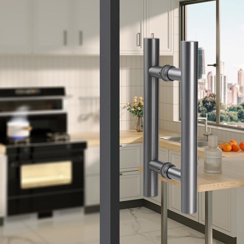Ranbo Gray 8" (CTC) Back to Back Shower Door Handle,
