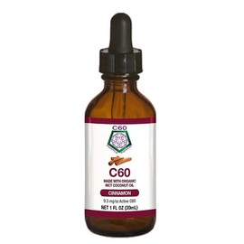 C60 Purple Power Cinnamon Flavored C60 MCT Coconut Oil - 99.99% Pure C60 Carbon Fullerenes in Organic Cold-Pressed Coconut Oil - Size: 2 oz