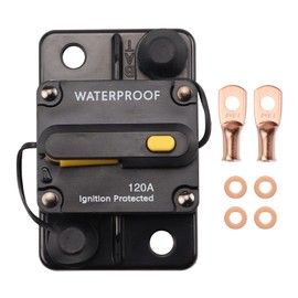 Bumbesti Interruptor de circuito de 120 amperios 12 V-48 V CC 30 A-300 A, impermeable, manual reiniciable, soporte de fusibles en línea, inversor para coche, motores de arrastre, barco, ATV, RV, sistema solar de alimentación manual, protege 120 A