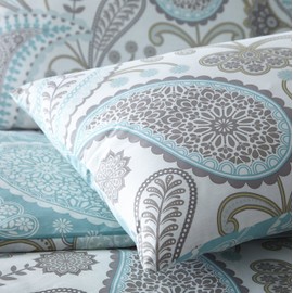 Sleepdown Paisley Teal Duvet Cover & Pillowcase Set Bedding Digital Print Quilt Case Single Double King Bedding Bedroom Daybed (Single)