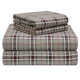 Pointehaven 180 GSM Luxury 100% Soft Cotton Printed Flannel Sheet Set, Twin, Derby - Warm & Cozy - Pre-Shrunk -Deep Pockets - Elastic All Around-Comfy Double Brushed -