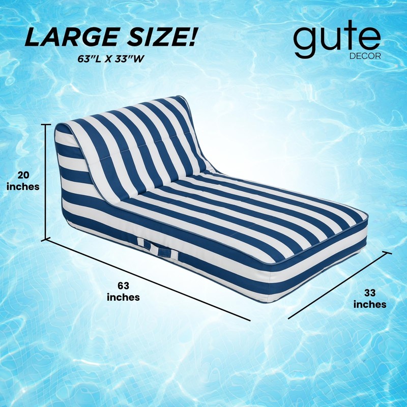Upholstered Stylish Pool Float Lounger Recliner, Large Floating Chair &