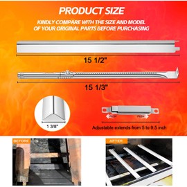 Grill Replacement Parts for Charbroil Performance 2 Burner 463660021 463660421 463654022, Grill Parts for Char-Broil 463655621 463630021, Grill Burners Kit with Heat Plate, Crossover Tube, Igniter