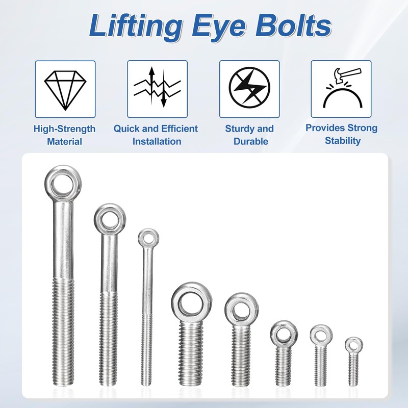 sourcing map 4Pcs M8 x 50mm Lifting Eye Bolts, 304