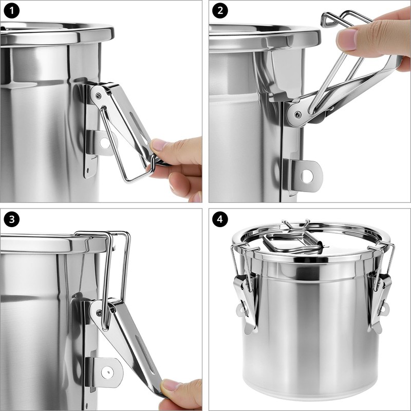 QWORK Food Storage Canisters, 6L/1.6Gal 304 Stainless Steel Flour Rice