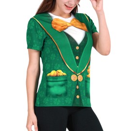 Funny World Women Leprechaun Costume, Shamrock Shirt, XX-Large, Clover