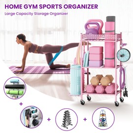 Yoga Mat Storage Rack, Home Gym Storage Rack, VOPEAK Workout Storage for Yoga Mat, Foam Roller, Equipment Gym Storage for Home Exercise and Fitness Gear