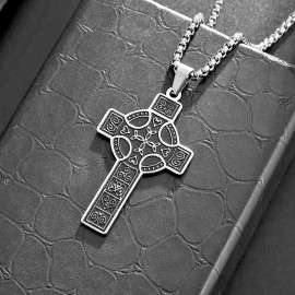 Fashion Jewelry CELTIC IRISH KNOT VIKING CRUSADE CROSS NORDIC Pendant On 925 Silver 18" Chain