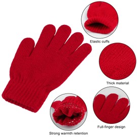 Cooraby 3 Pairs Kid's Winter Gloves Thick Cashmere Warm Knitted Gloves Children Cold Weather Gloves