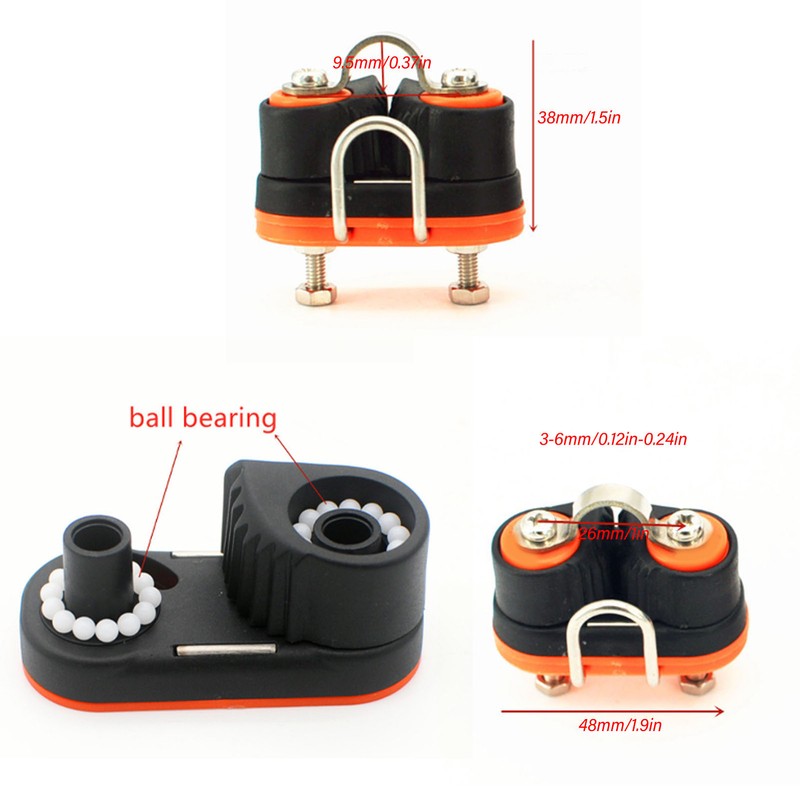2PCS Cam Cleat Ball Bearing Marine Boat Fast Entry Rope