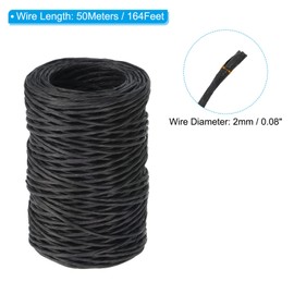 PATIKIL 164 Feet Floral Bind Wire Wrap Twine, 2mm Florist Wire Iron Wire Paper Covered Vine Wrapping Binding Wire for Flower Bouquets, Black