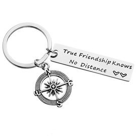 Long Distance Friendship Gifts for Best Friend Birthday Christmas Gifts for Bff Bestie True Friendship Knows No Distance Keychain True Friendship Gifts for Women Men