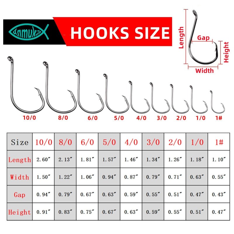 Fishing Hooks 2X Strong Offset Octopus Circle Hooks Freshwater Saltwater