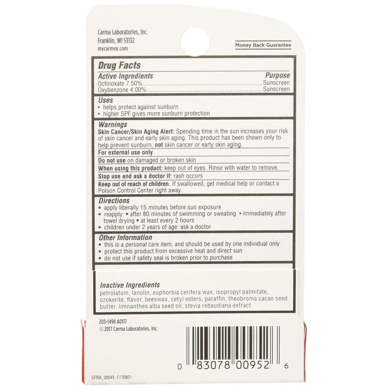 Carmex Lip Balm Stick, Strawberry, 3 Count