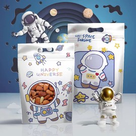 Bolsas pouch Yuu-Goo 50 UNIDADES PERSONALZADAS CON cierre hermético de cremallera,perfecto para almacenamiento de comida,especias,avena (250 grs) 15.5 * 23cm (Astronauta)