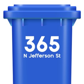 Custom Numbers Trash Can Stickers - Vinyl Trash Can Numbers Stickers Waterproof - Garbage Can Marker and Address Decals - UV Resistant Vinyl Decal for Trash Bin Organization