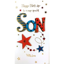 Very Special Son Happy Birthday with Love 3D Hand Finished Greeting Card by Talking Pictures