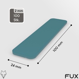 FUX Pack of 100 Spacers 100 mm x 24 mm x 1 mm – 6 mm Made in Germany Base Plates, Plastic Spacers (Thickness: 2 mm)